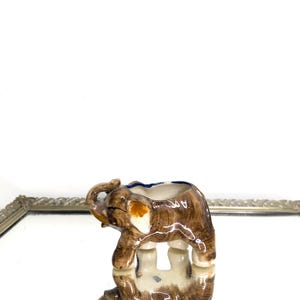 Vtg Mid-century Ceramic Elephant Figurine, Elephant Toothpick Holder or Q-tip holder, Elephant Mini-Planter, Made in Occupied Japan