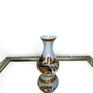 Vintage Tonala Bud Vase Mexico Folk Art Pottery Flowers White Brown