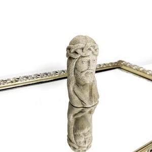 Jesus Christ bust of Jesus statue sculpture handmade Sand Sculpture RARE , Vintage Religious Decor, Glittered