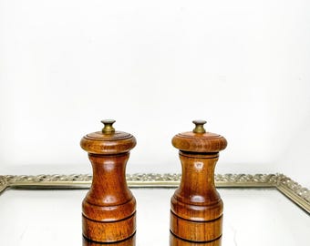 Vintage V. Southall Small Wooden Salt and Pepper Grinder Set Made in England