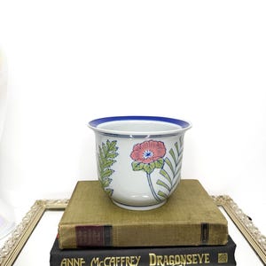 Vintage Chinese Floral Porcelain Cachepot Planter Chinoiserie 4.5” Pot