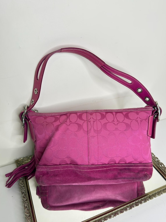 Vintage Y2K Coach Hot Pink Signature Canvas East/west Duffle