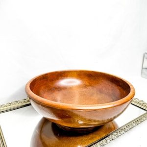 MCM Vintage Handcrafted Maple Wood Bowl With Pedestal Base , Wooden Decorative Bowl, Wooden Serving Salad bowl