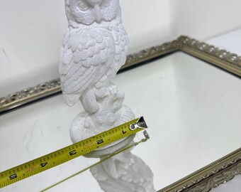 ヴィンテージ彫刻の白いアラバスターのフクロウの置物、A.Santiniの