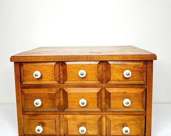 Antique Large 3 Drawer Wooden Jewelry Box with 3 drawers velvet lining
