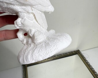 ヴィンテージ彫刻の白いアラバスターのフクロウの置物、A.Santiniの