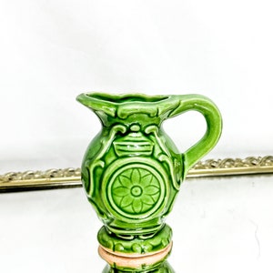Rare Vintage Small Green Glaze Ceramic Pitcher