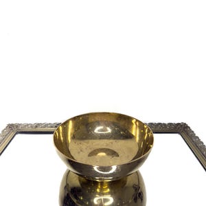 Vintage Solid Brass Pedestal Bowl , Trinket box , Made in India , Brass Planter Bowl