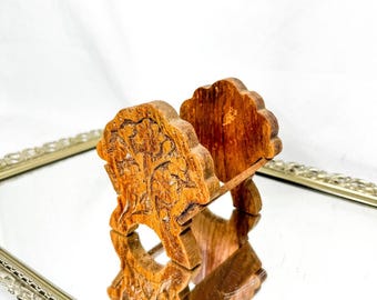 Antique Wooden Floral Napkin Holder, Country Cottage Kitchen Decor, Primitive Kitchen