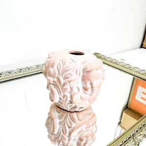 Vintage Floral Cherub Candlestick Holder Cast Resin Angel Cherub Candle Holder, Pink Cherub Candlestick Holder, Vintage Candle Holders