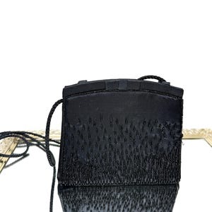 Vintage Black Satin Purse Beaded Evening Bags Accessories Prom