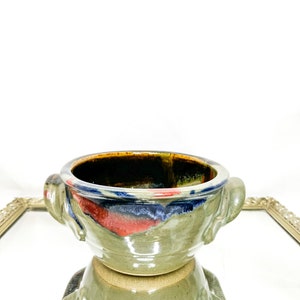 VintageHandmade Studio Pottery Bowl Double Handle Artist Signed