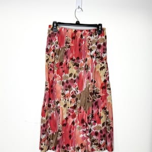 Vintage Nikki size S pink and brown multi-colored midi skirt, summer western skirt