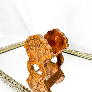 Antique Wooden Floral Napkin Holder, Country Cottage Kitchen Decor, Primitive Kitchen