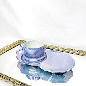 Set of Three Rare Beautiful Vintage Purple Pearlescent Tea Set