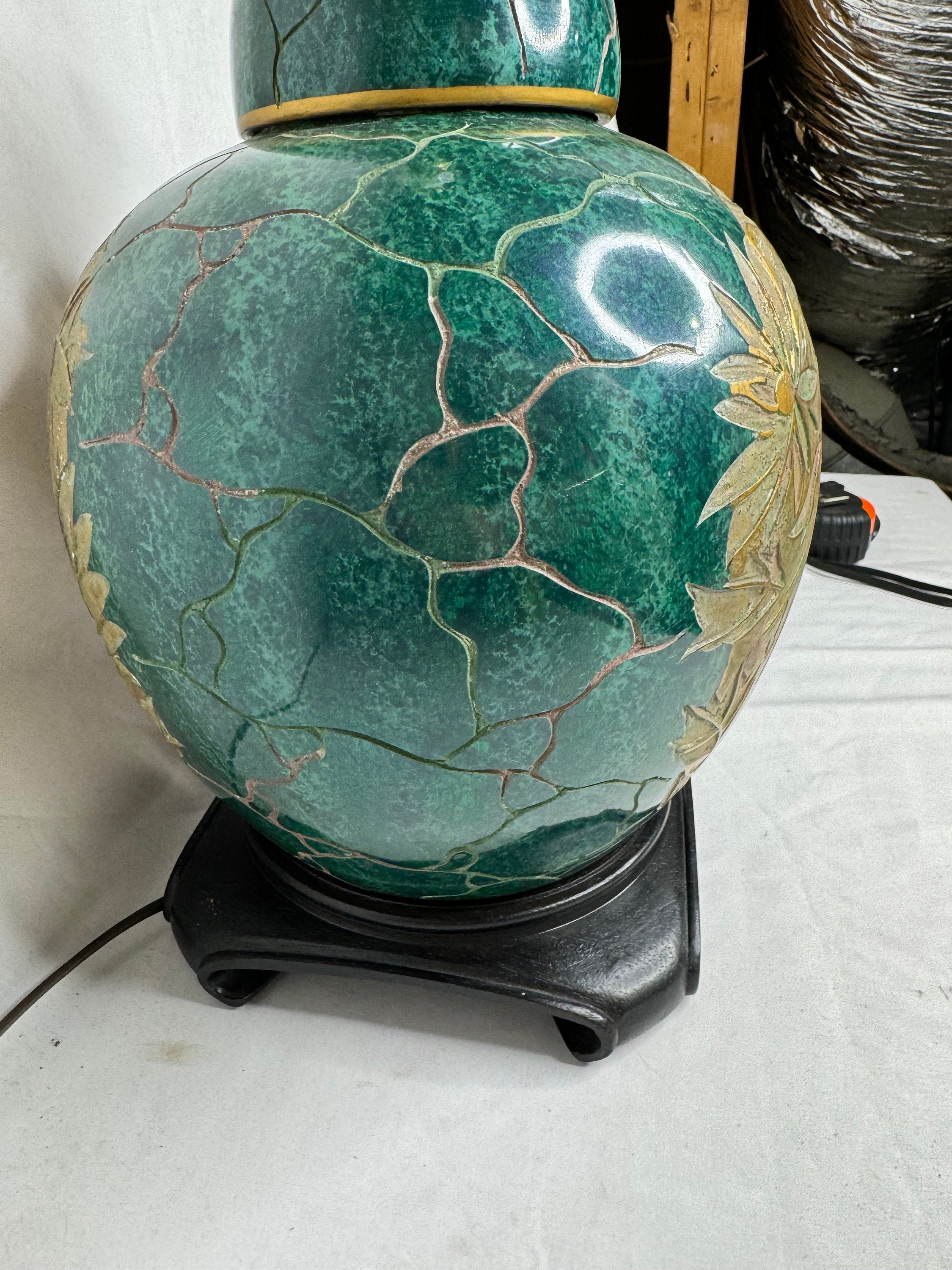 マ*ル様 円形蓋付き陶器 緑色模様 Beautiful Rare Vintage Frederick Cooper Green and Gold
