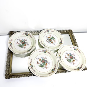 Set of four Antique Ridgway of England Fine China floral Small Plate Saucers , Circa 1930