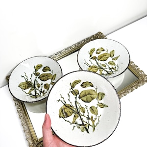 Beautiful Vintage Set of Three Midwinter Stonehenge Greenleaves Bowls - Made in England, England China