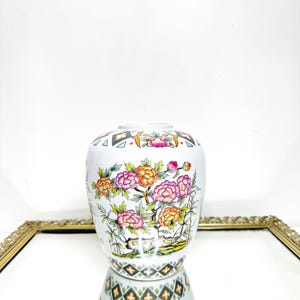 Vintage Chinoiserie Porcelain Floral Ginger Jar Planter