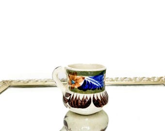 Taza de café/té mexicana vintage hecha a mano, cerámica Talavera Tonalá