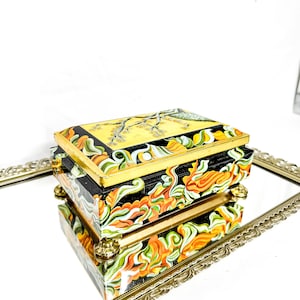 Vintage Bansai Toffee Tin, Footed Metal Confectionary Box, Fricke and Nacke, Made in Germany, Asian Decor, Storage Container