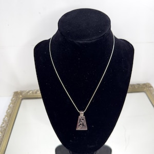 Vintage sterlingzilveren zwarte tribal filigraan hanger ketting