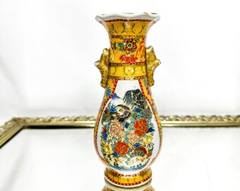 1950's Chinese Bud Vase, Heavily Deacorated in Enamels & Liquid Gold