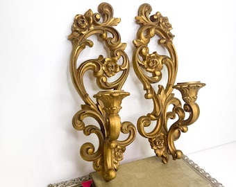 Par de apliques de pared vintage Homco con brazo articulado dorado / Apliques de pared vintage / Apliques Homco #4118
