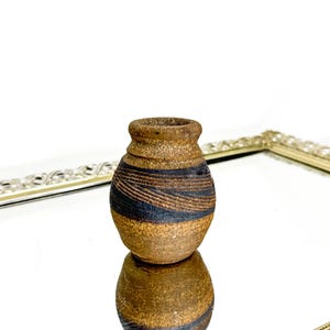 Vinthae Handmade Pair of Mini Pottery Vase /Small Clay/Pottery Vessel with Texture and Etched Line Designs, Boho Neutrals ,Primitive