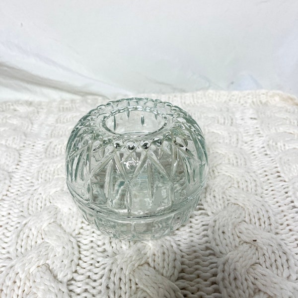 Vintage Fairy Lamp | Homco Diamond Cut Crystal Fairy Lamp | Clear Glass Candle Holder