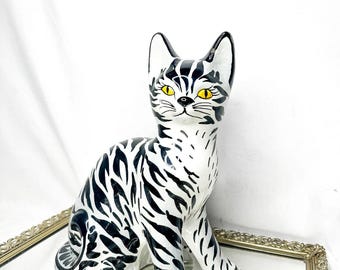 ヴィンテージ イタリア マンチョーリ陶器 レイモア 釉薬 テラコッタ 猫の置物 ヴィンテージ イタリア マンチョーリ陶器 レイモア 釉薬 テラコッタ 猫