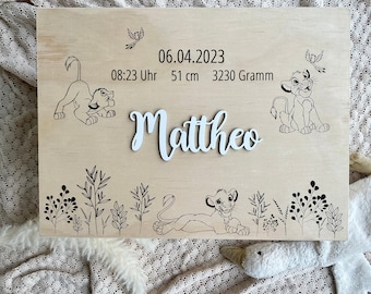 Baby memory box with name | Lion King | personalized memory box | wooden box | birth gift | engraving