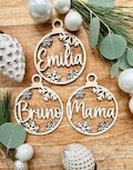 Personalized Snowflake Christmas Tree Ornament | Christmas Tree Ornament | Wooden Christmas Balls | Gift Tags | Place Cards product logo
