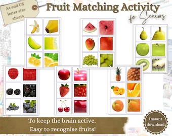 Matching Game for Seniors, Fruit Matching Game Dementia Activities, Care Home Activity, Alzheimer’s gifts, Dementia Aid, Activities Director