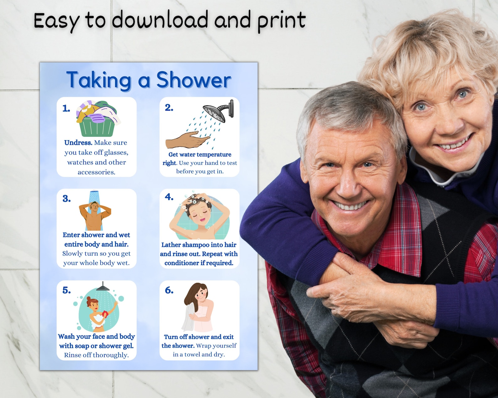 Taking a Shower Dementia Aid Printable Dementia Sign Wall Etsy