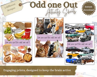 Dementia activities, Dementia Games, Care Home Activity, Odd One Out, Activities for Seniors, Alzheimer’s gifts, Dementia Download