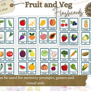 Groenten- en fruitflitskaarten, visuele hulpmiddelen voor senioren, dementieactiviteiten, activiteiten voor senioren, Alzheimerhulp, activiteitendirecteur