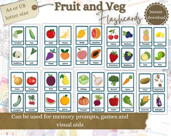 Tarjetas didácticas de frutas y verduras, ayuda visual para personas mayores, actividades para la demencia, actividades para personas mayores, ayuda para el Alzheimer, director de actividades