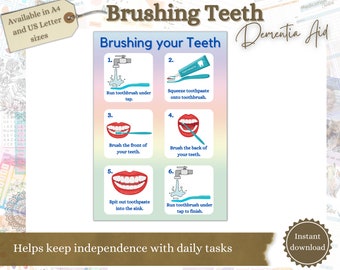 Teethbrushing Aid, Printable Dementia sign, Wall Signs for Alzheimer’s, Dementia Care, Memory Care Aid, Alzheimers png