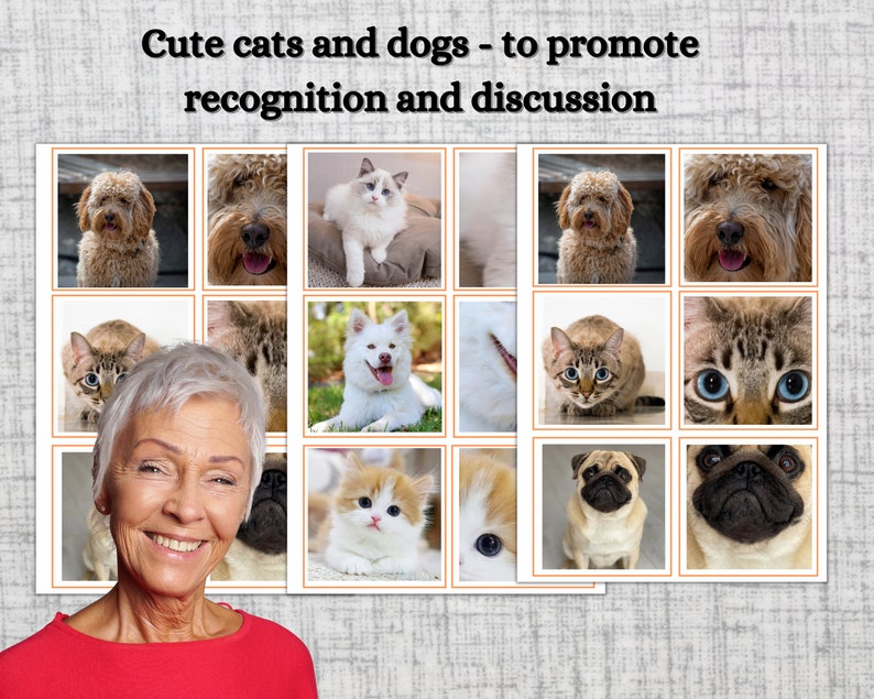 Cute Cats and Dogs Matching Game for Seniors Dementia Etsy