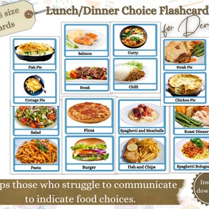 Cartes-éclair sur les choix de repas, Aide visuelle pour personnes âgées, Aide pour la démence, Établissement de soins, Aide visuelle pour la maladie d'Alzheimer, Dîner, Déjeuner