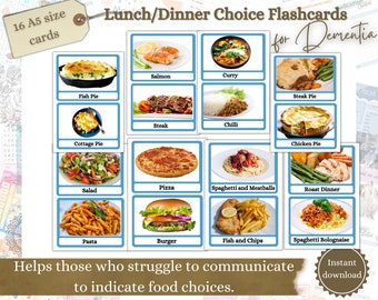 Meal Choice Flashcards, Visual Aid for Seniors, Dementia Aid, Care Facility, Alzheimer's Visual Aid, Dinner, Lunch