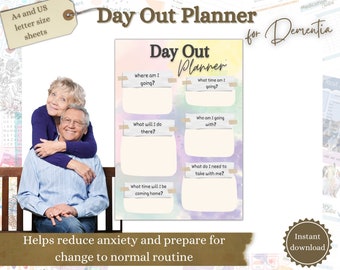 Dagje uit Planner voor dementieverzorgers, afdrukbare dementiehulp, Alzheimerhulp, onafhankelijkheid thuis houden, dementiezorgteken