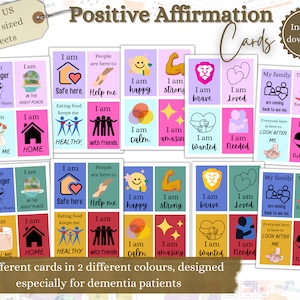 Cartes d'affirmation positive pour la démence, Signes de démence, Aides-mémoire, Cadeaux pour les personnes âgées, Cartes d'affirmation imprimables
