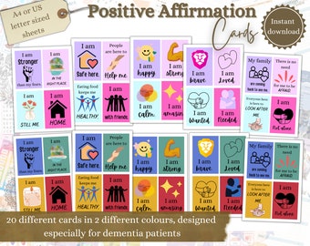 Positive Affirmation Cards for Dementia, Dementia Signs, Memory Aids, Gifts for Seniors, Printable Affirmation Cards