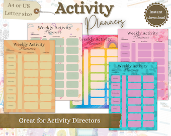 Activity Planner, Printable Planner, Elderly Care Planner, Activity Director, Dementia, Dementia Care, PDF Planner