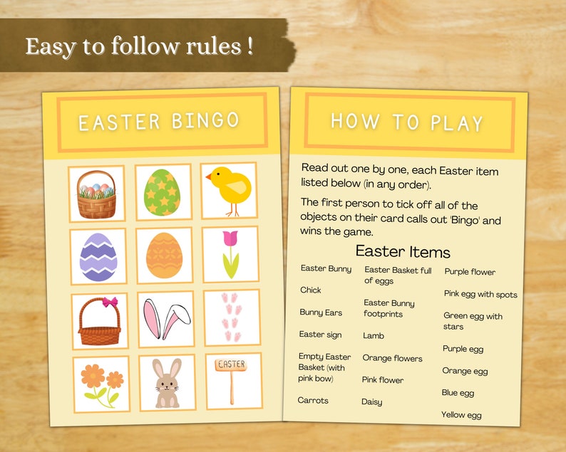Easter Bingo for Seniors, Bingo Board, Alzheimers Activities, Brain