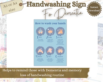 Handwashing sign, handwashing poster, dementia sign, memory aid, dementia care, dementia aids, alzheimers png, dementia png
