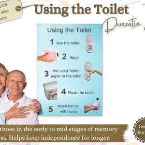 How to use the toilet sign, bathroom sign, wall signs for Alzheimer’s, dementia care, dementia aids, Alzheimers png