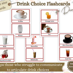 Flashcards voor drankkeuze, visueel hulpmiddel voor senioren, hulp bij dementie, zorginstelling, visueel hulpmiddel voor Alzheimer, diner, lunch